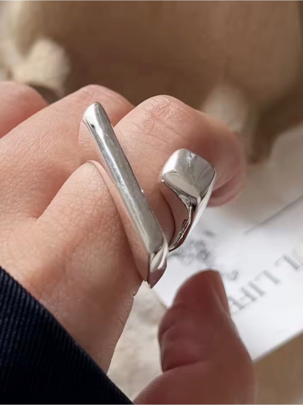 Zara Modern Open Silver-Tone Minimalist Ring NWOT